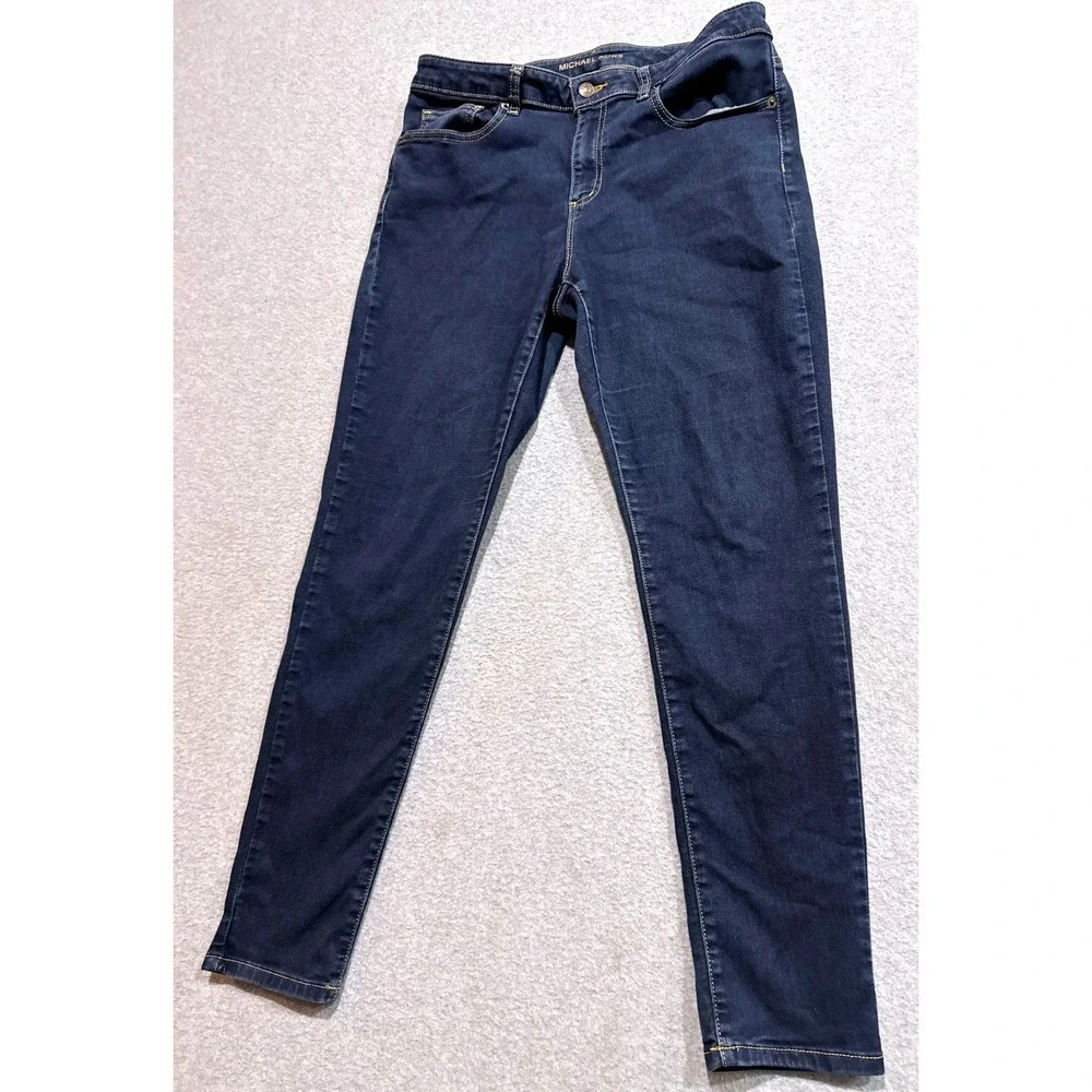 Michael Kors Izzy Skinny Jeans Womens Dark Blue Stretch Denim Size 12 33x28.5